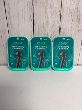 Quip 360 Oscillating Soft Brush Head Refills Lot of 3 (6 Total Heads) Black NIB